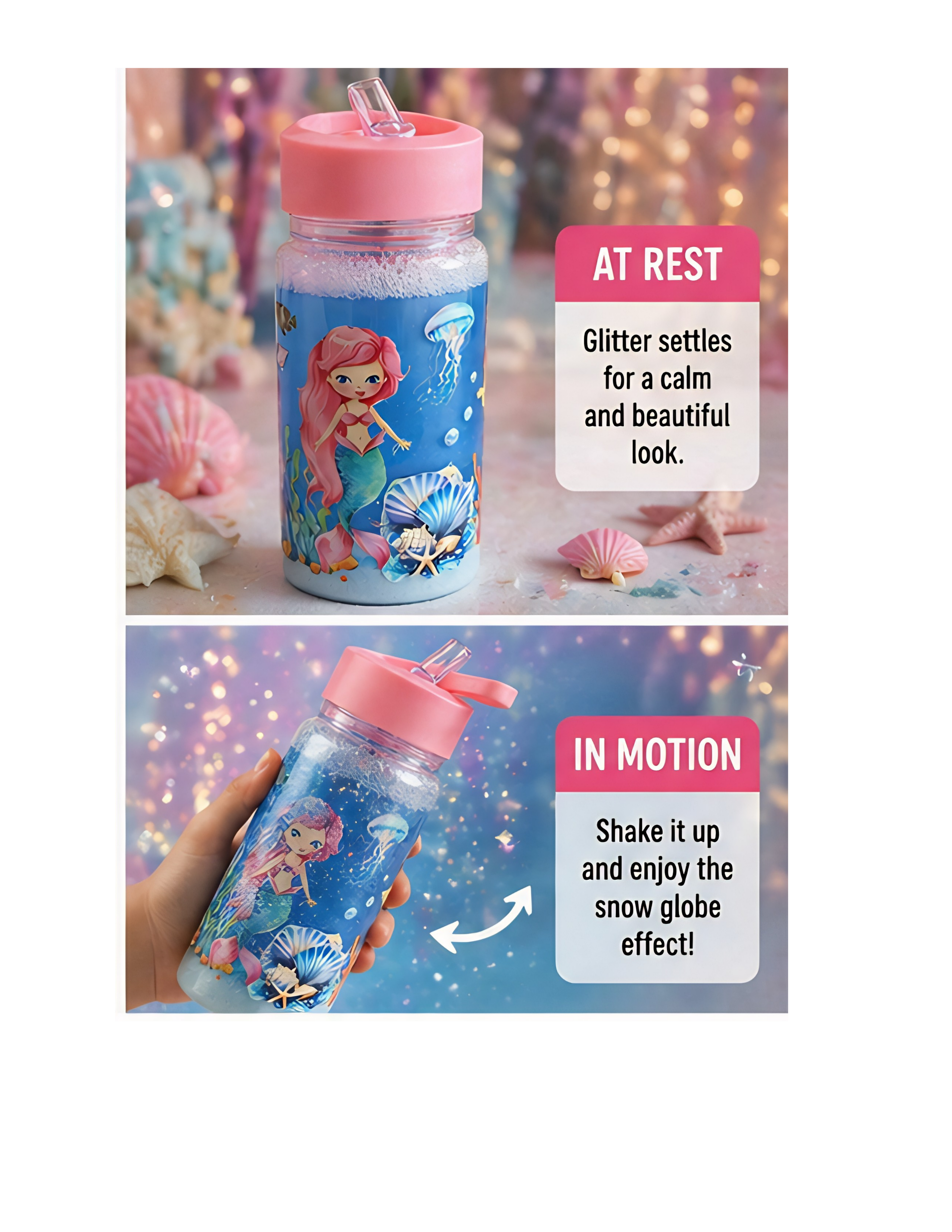 Kids Snow Globe Tumbler 10oz  Cup with Straw – Fun Designs