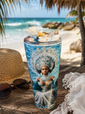 Tumbler Yemayá – Vaso Térmico 20oz Inspirado en la Reina del Mar | Diseño Espiritual Yoruba
