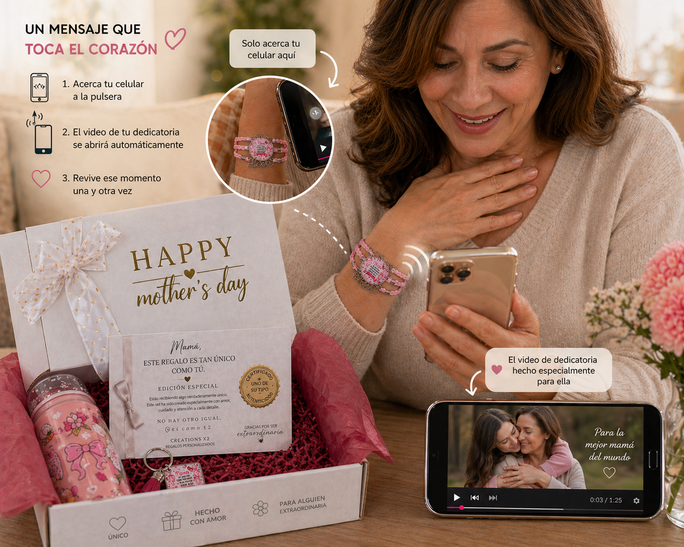 Personalized Mother’s Day Gift Box with Small Bracelet & Custom Video