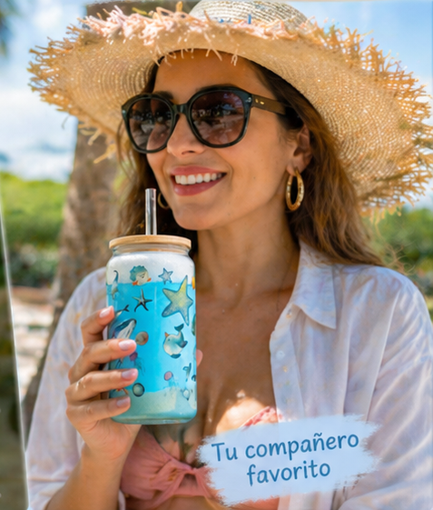 Snow Globe de Cristal “Ocean Dreams” – Vaso Decorativo con Arena Real y Diseño Marino