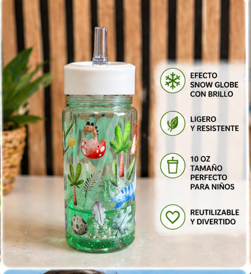 Kids Snow Globe Tumbler 10oz  Cup with Straw – Fun Designs