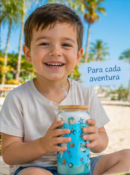 Snow Globe de Cristal “Ocean Dreams” – Vaso Decorativo con Arena Real y Diseño Marino